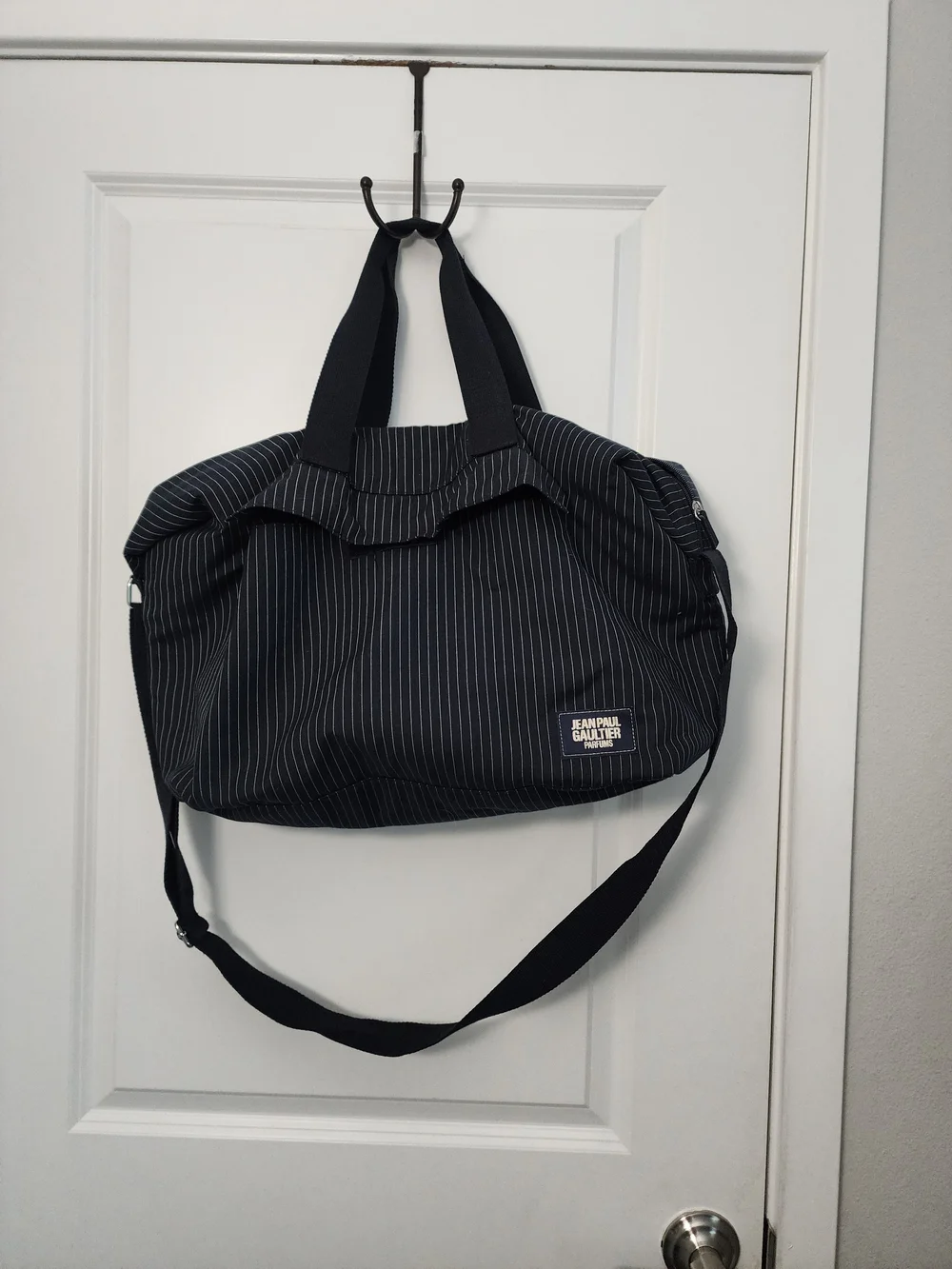 Jean Paul Gaultier Perfumm Black Pinstripe Duffel Bag